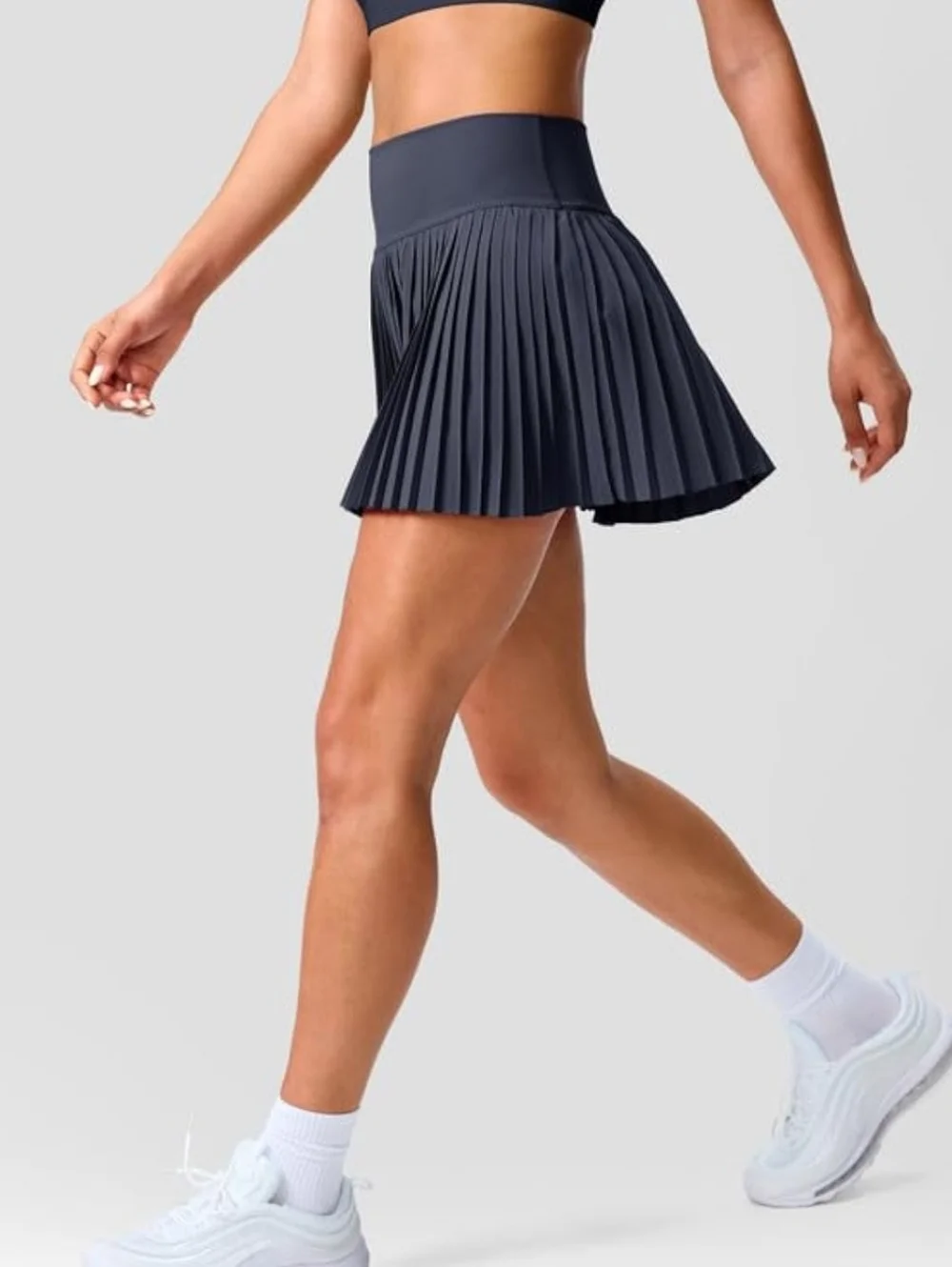 Yogalicious Pleated Mini Skirt in Charcoal - Picture 3 of 6